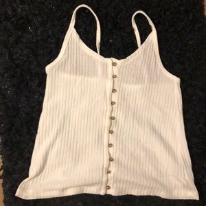American Eagle white crop with buttons